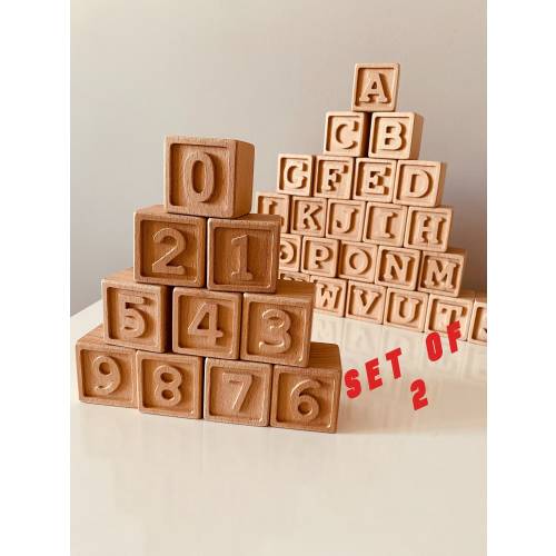 Wooden Alphabet Block Set, Wooden Number Blocks, Wood Letter Cubes, Wooden Name Blocks, Baby Letter Blocks, Baby Showers Gift