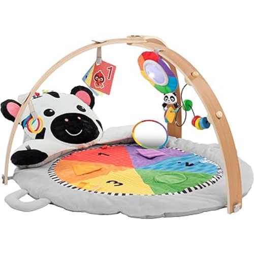 Baby Einstein Zen's Activity Milestones Plush Gym with Wooden Bar, for Infant to Toddler, 0-12 Months, Machine Washable