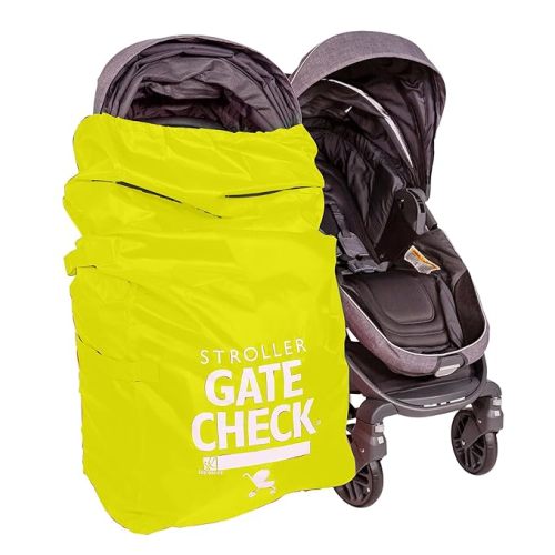 J.L. Childress Gate Check Bag for Single & Some Double Strollers - Travel Bag for Airplane, Fits Most Standard Baby Strollers, Airport Accessories Gate Check, Flying Essentials - Neon Yellow