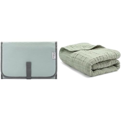 Comfy Cubs Portable Diaper Changing Pads and Baby Muslin Blanket Bundled