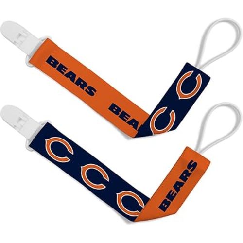 Baby Fanatic Officially Licensed Unisex Pacifier Clip 2-Pack - NFL Chicago Bears - Officially Licensed Baby Apparel