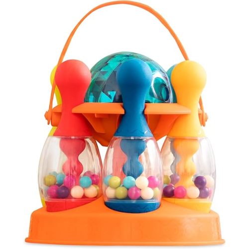 B. toys – Let's Glow Bowling! – Multicolored Six Pin Toy Bowling Set with Flashing Light – Up Ball & Carrying Caddy for Kids – 2+ Years