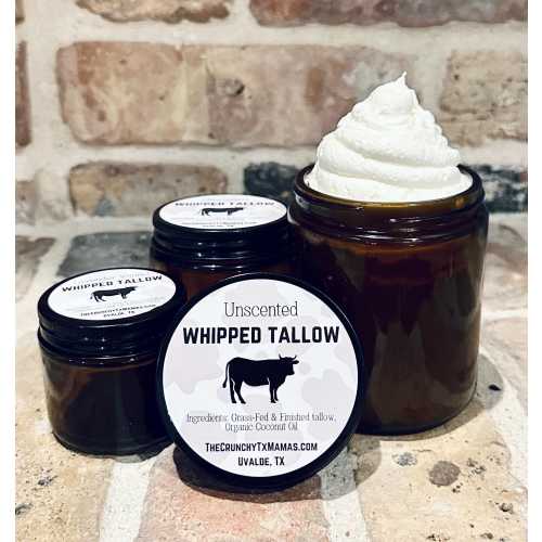 Whipped Tallow 100% Organic Grass Fed & Finished Rendered Whipped Beef Tallow Body Butter - Non-GMO - Antibiotic Free