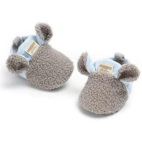 RVROVIC Baby Boys Girls Cozy Fleece Boots with Non Skid Bottom Warm Winter Socks Slippers