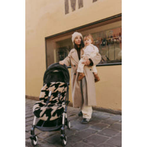 The Pram Puff | Houndstooth Biscuit & Black – Mini Motif
