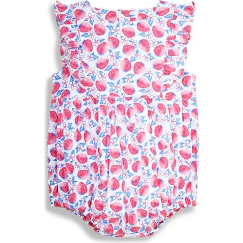 Strawberry Bloom Cotton Bubble Romper, 0-3M