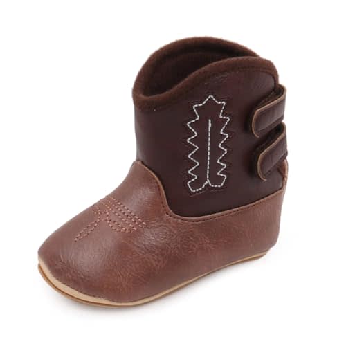 Kuner Baby Cowboy Boots Western Boots Toddler Cowboy Bootie Soft Sole Non-Slip Crib Shoes for Infant Boys Girls0-18 Months