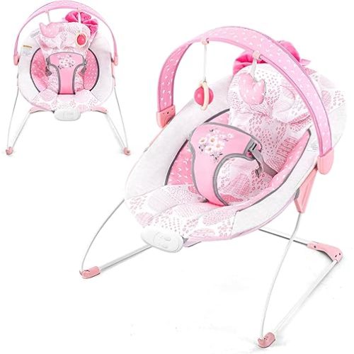 Baby Bouncer, Portable Infant Bouncer, Adjustable and Foldable Baby Rocker with Vibrations,Baby Bouncer Seat for Baby 0-6 Months 6-20 lbs Indoor & Outdoor Use