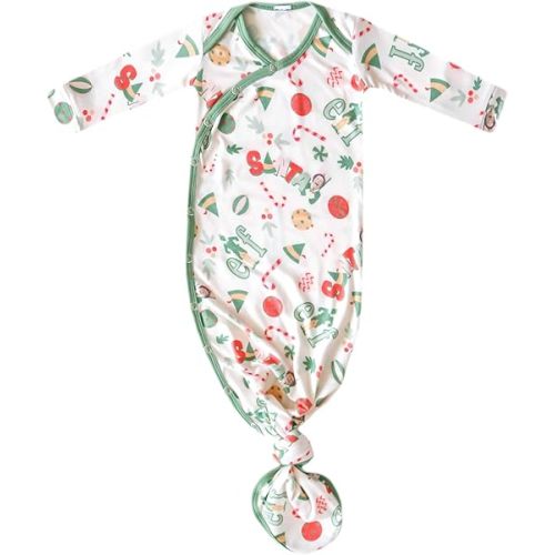 Copper Pearl Baby Gown - Knotted Newborn Sleepers for Baby Boy and Girl, Soft Stretchy Long Sleeve Infant Gowns with Bottom Tie and Hand Mittens, Perfect Hospital Coming Home Outfit (Elf)