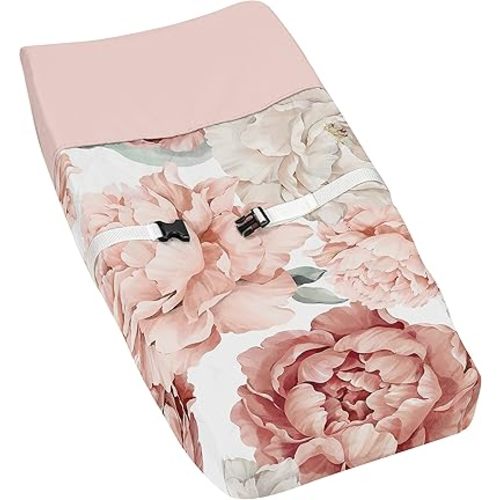 Sweet Jojo Designs Blush Pink Boho Shabby Chic Floral Girl Baby Changing Pad Cover – Infant Newborn Diaper Table Change Mat Sheet - Off White Bohemian Vintage Watercolor Flower Elegant Dusty Rose