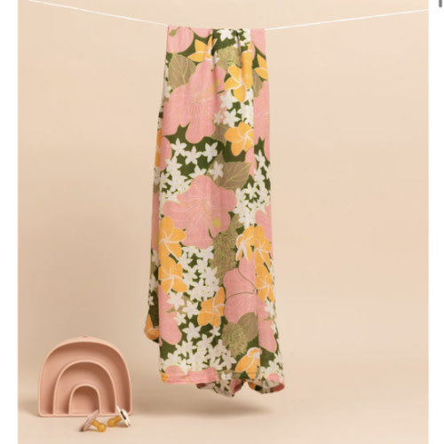 Baby Swaddle - Pesto Retro Bloom – Fighting Eel