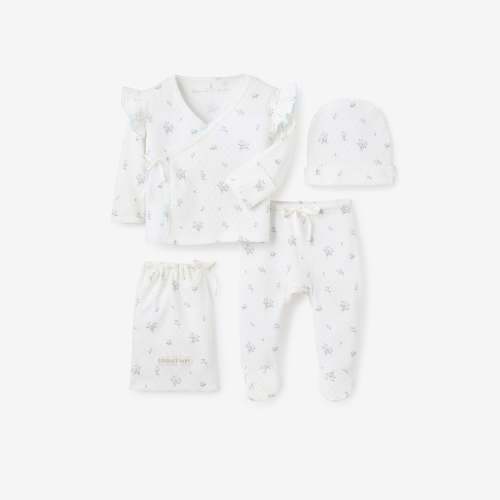 English Rose Organic Cotton 3Pc Layette Set – Elegant Baby