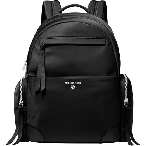 Michael Kors Women's Prescott Large Backpack, Silver-Tone Hardware/Nylon/Black, One Size