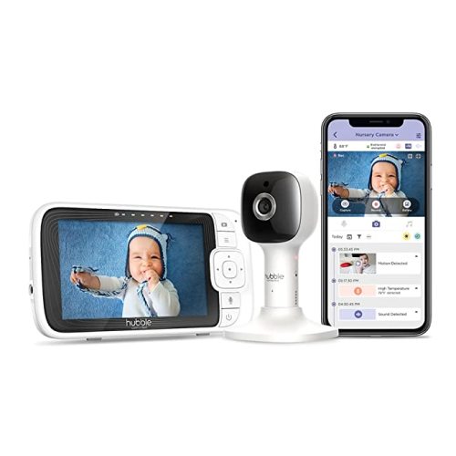 Hubble Connected Nursery Pal Cloud 5" Smart HD Baby Monitor with Camera and Audio, Room Temperature Sensor, Digital Pan Tilt Zoom, 2-Way Talk, Night Vision, WiFi Baby Camera with 7-Colour Night Light - 1-Camera