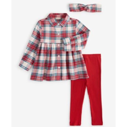 Baby Girls Headband, Flannel Tunic & Leggings, 3 Piece Set, Created for Macy's