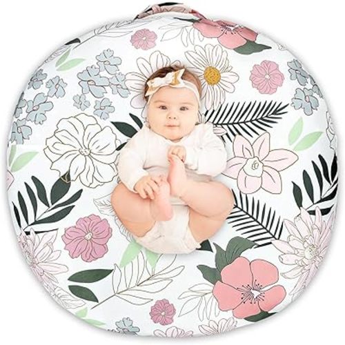 Newborn Lounger Cover for Boys Girls, Removable Cover for Infant Lounger Pillow, Ultra Soft Snug Fitted 1 Pack Baby Lounger Slipcover, Daisy Floral (Cover Only)