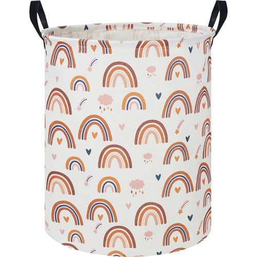 Kids Laundry Hamper,Rainbow Laundry Basket,Baby Nursery Hamper,Waterproof Storage Bin,Clothes Organizer Basket,Room Decor(Yellow Rainbow)