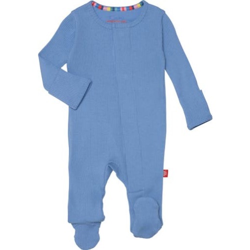 Newborn Magnetic Footie - Blue Skies Ribbed Cotton Blend