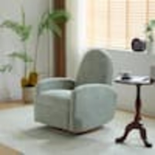CHRISTOPHER KNIGHT HOME Xorath Modern Upholstered Boucle Glider Recliner, 360° Swivel, Light Green 115951
