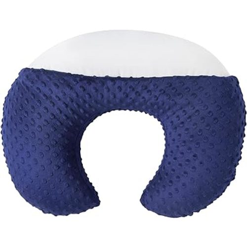 Nursing Pillow and Positioner Breastfeeding and Bottle Feeding, Propping Baby, Tummy Time, Sitting Support for Baby Boys Girls, with Removable dots Cover (Estate Blue)
