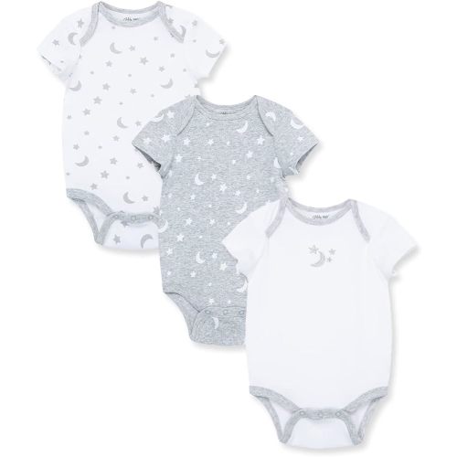 Little Me Clothes for Baby Gender Neutral 3-Pack 100% Cotton Scratch Free Tag Moon and Stars Onesies, Newborn