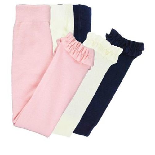 RuffleButts Baby Girls 3-Pack Footless Ruffle Tights - Ivory/Pink/Dark Navy, 0-6m
