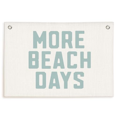 Lacama Beach Theme Wall Decor for Boys Room, Coastal Kids Playroom Nursery Hanging Sign, More Beach Days Linen Canvas Banner, Rustic Nautical Surf 20x30 Inch