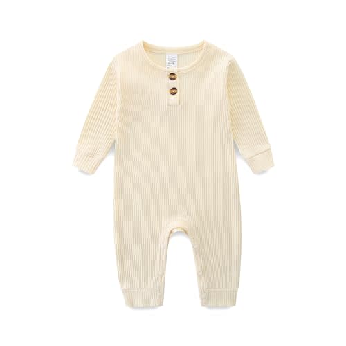 Unisex Newborn Baby Romper Ribbed Onesie Infant Long/Short Sleeve Jumpsuit