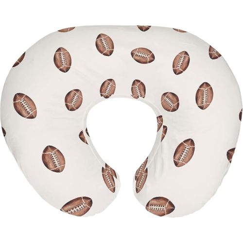 Cream Watercolor Footballs Baby Nursing Pillow Covers for Boy Girl American Footballs Party Nursing Slipcovers for Breastfeeding Pillows Sports Lovers Soft Stretchy Removable Cover for Newborn Infant