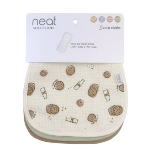 Neat Solutions 3 Pack Muslin Unisex Burp Cloths