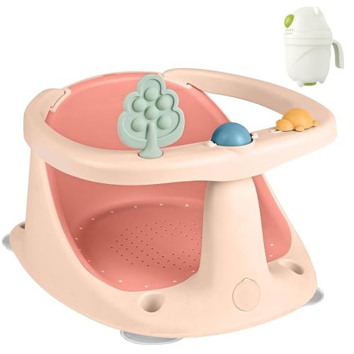 Baby Bath Seat for Babies 6 Months & Up - Bathtub Seats for Babies Sitting Up with Rinse Cup, Non-Slip, Comfortable, Infant Bath Essentials, Pink