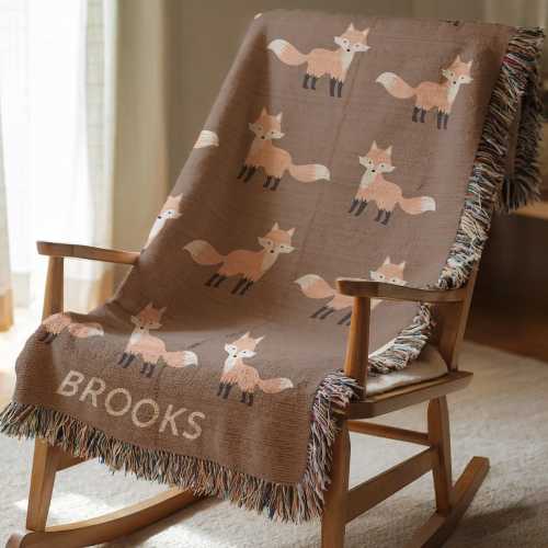 Fox Baby Blanket Personalized Woodland Fox Blanket Baby Boy Custom Baby Name Blanket Fox Nursery Baby Girl Baby Shower Gift Fox Baby Blanket