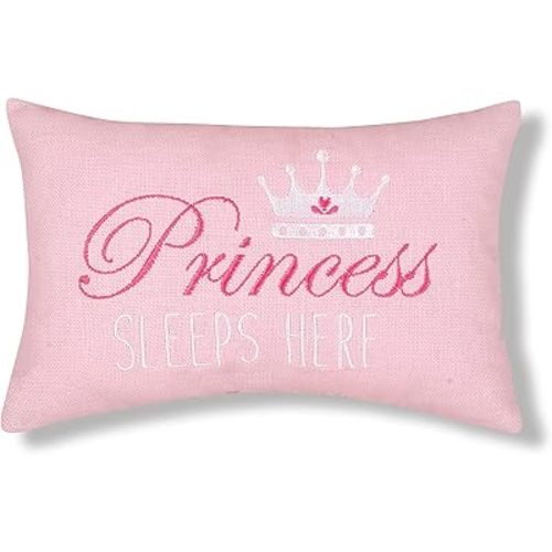 C&F Home Pink Princess Sleeps Here 6" x 9" Extra Small Accent Pillow Decor Decoration Soft Embroidered Novelty Mini Throw Pillow for Girls Kids Toddler Children 6" x 9" Pink