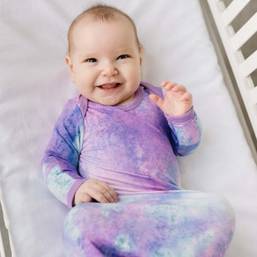 Purple Watercolor Bamboo Viscose Infant Knotted Gown