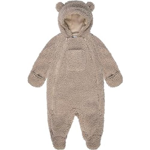 7AM Enfant Baby Jumpsuit Coat - 2 Central Zipper Teddy Jumpsuit for Baby, Water Repellent, Soft Cotton | Warm Baby Jumpsuit - 12-24 Months - Oatmeal
