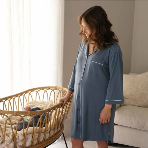 Labor & Delivery Nightgown - Dusty Blue - Large