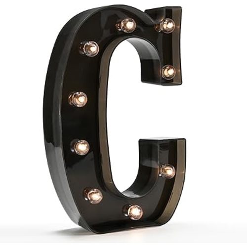 OYCBUZO Light Up Black Alphabet Marquee Letters Sign LED Marquee Number Lights Sign for Night Light Home Bar Christmas Lamp Birthday Wedding Party Decoration C