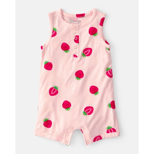Baby Girl Strawberry PurelySoft Romper - Pink