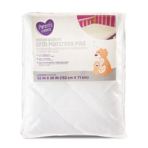Parent's Choice Fitted Quilted Crib Mattress Pad, One Size, Solid White
