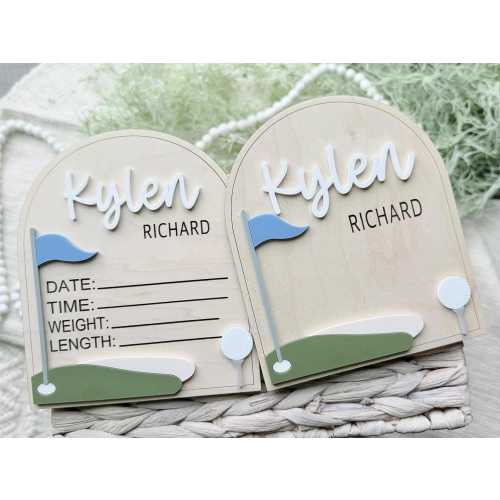 Golf Name Sign, Baby Name Announcement Sign, Birth Stat Sign, Golf Birth Stat Sign, Golf New Baby Wood Sign, Baby Hospital Sign, Crib