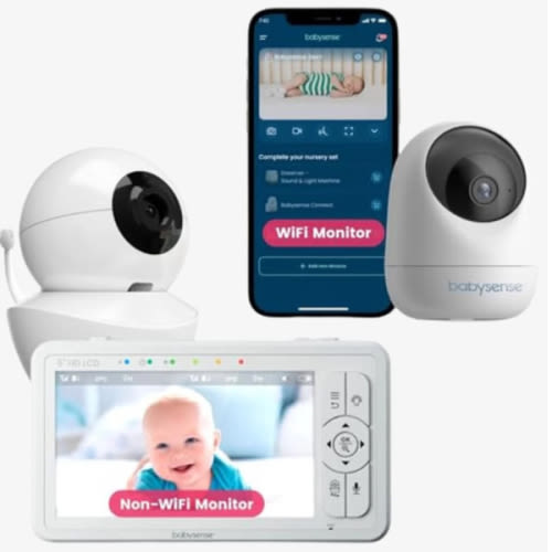 Babysense HDS2 Non-WiFi 5” HD Baby Monitor with Camera and Audio & Bon