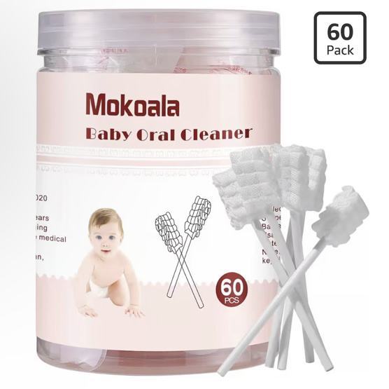 Moonkie Baby Toothbrush Finger Toothbrush Oral Cleaner Kit for 3 Months +, 2 Pcs Small (Cloud/Mint)