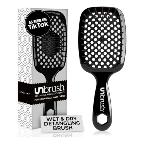 FHI Heat UNbrush Detangling Brush for Pain-Free Brushing on All Wet or Dry Hair Types — Durable DuoFlex Anti-Static Bristles, Lightweight Handle, Vented Hair Brush
