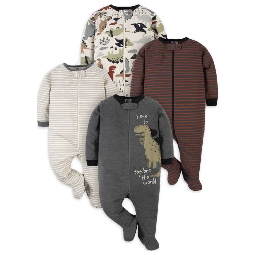 Gerber Childrenswear by Gerber Crew Neck Footed Sleepers Pajamas (Newborn or Infant), 4 Pack