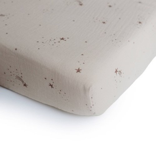 Mushie Extra Soft Muslin Crib Fitted Sheet - Falling Stars
