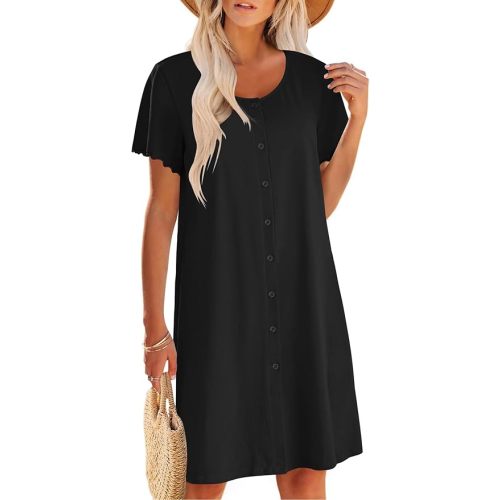 Cotton Nightgown - Black