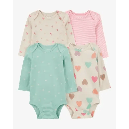 Baby 4-Pack Long-Sleeve Cotton Bodysuits - Carter's | Carter's