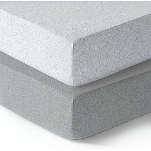 Jersey Crib Sheets,100% Cotton Crib Sheets Boys,Girls,Soft,2 Pack,Cotton Crib Sheet Fitted for Standard Crib and Toddler Bed,52x28 Crib Mattress Sheet | Dark Grey and Silver Grey