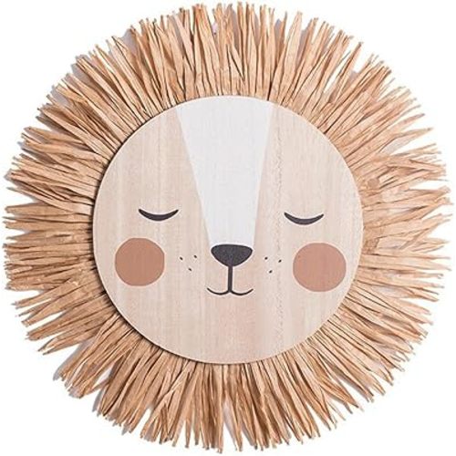 BestAlice Woven Grass Lion Wall Art, Cartoon Beard Lion Tiger Macrame Pendant Hand Knitted Woven Wall Hanging Decor Wall Art Animal Knitted Hanging, for Pendant Household Accessories Decor(#1)