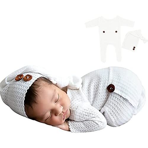 Winmany Baby Crochet Knit Photo Photography Prop Outfits, Newborn Photo Prop Romper Hats Costume Accessories for 0-2 Month
